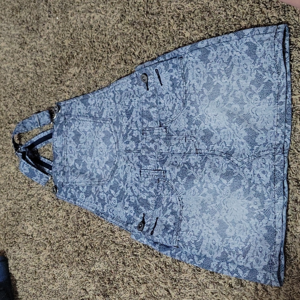 Wrangler little girl floral jean jumper, size 10 reg